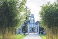 Brooklyn, NY, USA - October 17, 2021: Green-Wood Cemetery exterior of Tranquility Garden with Crematory Royalty Free Stock Photo