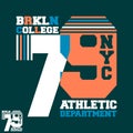 Brooklyn NYC college t-shirt print design