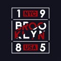 Brooklyn, NYC, USA typography for t-shirt design. Sports graphics for apparel and athletic clothes, tee shirt print. Royalty Free Stock Photo