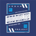 Brooklyn, nyc usa urban graphic vector illustration denim vintage