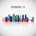 Brooklyn skyline silhouette in colorful geometric style. Royalty Free Stock Photo