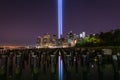 Tribute In Light Memorial From Brooklyn Bridge Pier Royalty Free Stock Photo