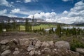 Brooks Lake, at the base of the Pinnacle Buttes northeast of Jackson Hole near Dubois Wyoming Royalty Free Stock Photo