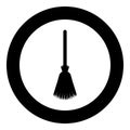 Broom besom broomstick icon in circle round black color vector illustration image solid outline style