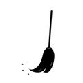 Broom and dust icon, black isolated element. white background. Vector