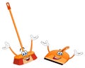 Broom and dustpan cartoon Royalty Free Stock Photo