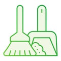 Broom and dustpan flat icon. Cleaning tools gray icons in trendy flat style. Household gradient style design, designed