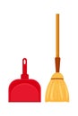 Broom and dustpan flat vector illustration