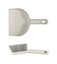 Broom and Dustpan Isolated, Grey Plastic Dust Pan with Brush for Carpet, Floor Cleaning