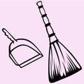 Broom and dustpan vector