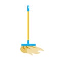 Broom for house cleaning. Mop tool with long orange handle. Royalty Free Stock Photo