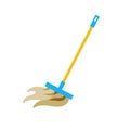 Broom for house cleaning. Mop tool with long orange handle. Royalty Free Stock Photo