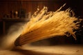 broom in motion, capturing dust flying in air Royalty Free Stock Photo