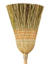 Broom. Old used corn straw broom. Professional natural organic wooden large heavy duty broom Royalty Free Stock Photo