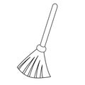Broom outline icon. Besom with stick simple line vector template. Linear style sign for mobile concept and web design