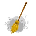 Broom. Rustic item for house cleaning. element of witch. Cartoon flat illustration. MOP in wooden handle Royalty Free Stock Photo