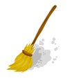 Broom. Rustic item for house cleaning. Sweeping and Old wooden MOP Royalty Free Stock Photo