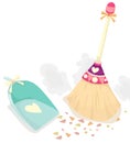 Broom with scoop for dust