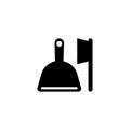 Broom and Scoop Flat Vector Icon