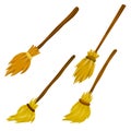 Broom. Set of Rustic item for house cleaning. element of witch Royalty Free Stock Photo