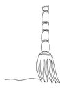 Broom, a tool for manual cleaning of the house. Continuous line drawing