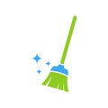 Broom vector icon illustration. Broom cleaning logo