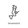 Broomstick icon. Trendy modern flat linear vector Broomstick icon on white background from thin line Fairy Tale collection