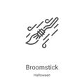 broomstick icon vector from halloween collection. Thin line broomstick outline icon vector illustration. Linear symbol for use on