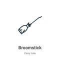 Broomstick outline vector icon. Thin line black broomstick icon, flat vector simple element illustration from editable fairy tale Royalty Free Stock Photo