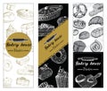 Bakery background. Linear graphic. Bakery collection.; Vector illustration. Royalty Free Stock Photo