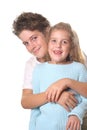 Brother hugging sister vertical Royalty Free Stock Photo