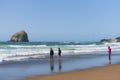 Brother`s and sister walk along beach Royalty Free Stock Photo