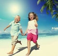 Brother Sister Beach Bonding Holiday Travel Concept Royalty Free Stock Photo