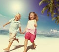 Brother Sister Beach Bonding Holiday Travel Concept Royalty Free Stock Photo