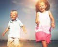 Brother Sister Beach Bonding Holiday Travel Concept Royalty Free Stock Photo