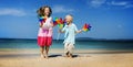 Brother Sister Beach Bonding Holiday Travel Concept Royalty Free Stock Photo