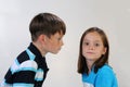 Siblings, boy and girl with many freckles