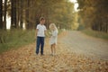 Brother and sister on country road Royalty Free Stock Photo