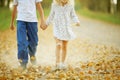 Brother and sister on country road Royalty Free Stock Photo