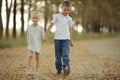 Brother and sister at country road Royalty Free Stock Photo