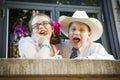 Brother and Sister Goofing Around Royalty Free Stock Photo