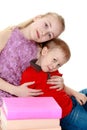 Brother and sister hugging Royalty Free Stock Photo