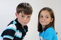 Siblings, boy and girl with many freckles