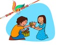 Brother and sister for Raksha Bandhan celebration. Royalty Free Stock Photo