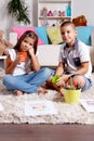 Brother and sister spend time at home Royalty Free Stock Photo