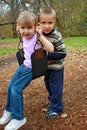 Brother and sister swinging Royalty Free Stock Photo