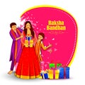 Brother and sister tying decorated Rakhi for Indian festival Raksha Bandhan Royalty Free Stock Photo