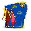 Brother and sister tying decorated Rakhi for Indian festival Raksha Bandhan Royalty Free Stock Photo