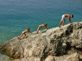 Brother and sisters climbing Royalty Free Stock Photo