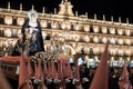 Brotherhood carrying paso of Our Lady of Tears during Holy Week procession in Salamanca